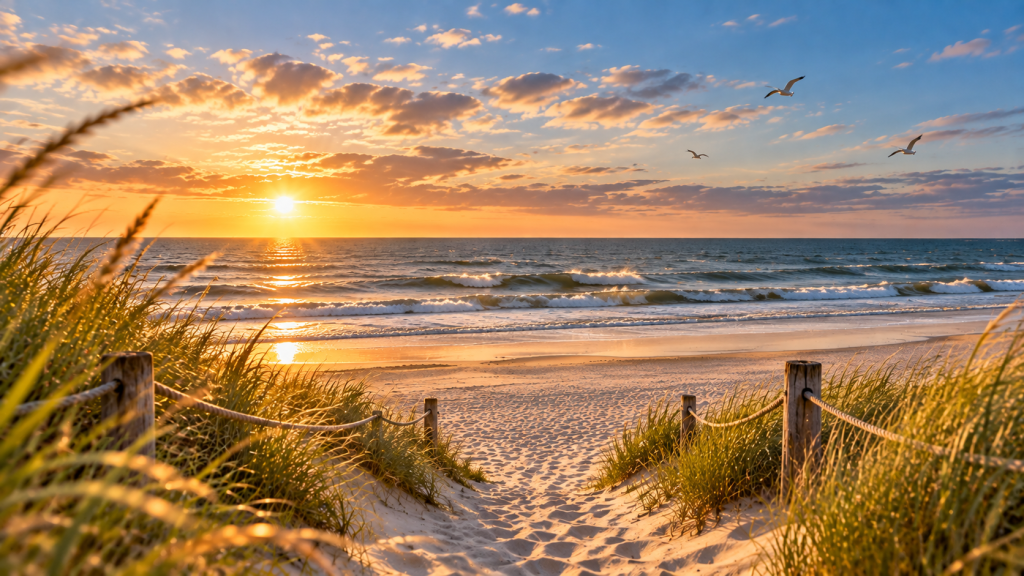 Strand und Ostsee im Abendlicht auf Usedom